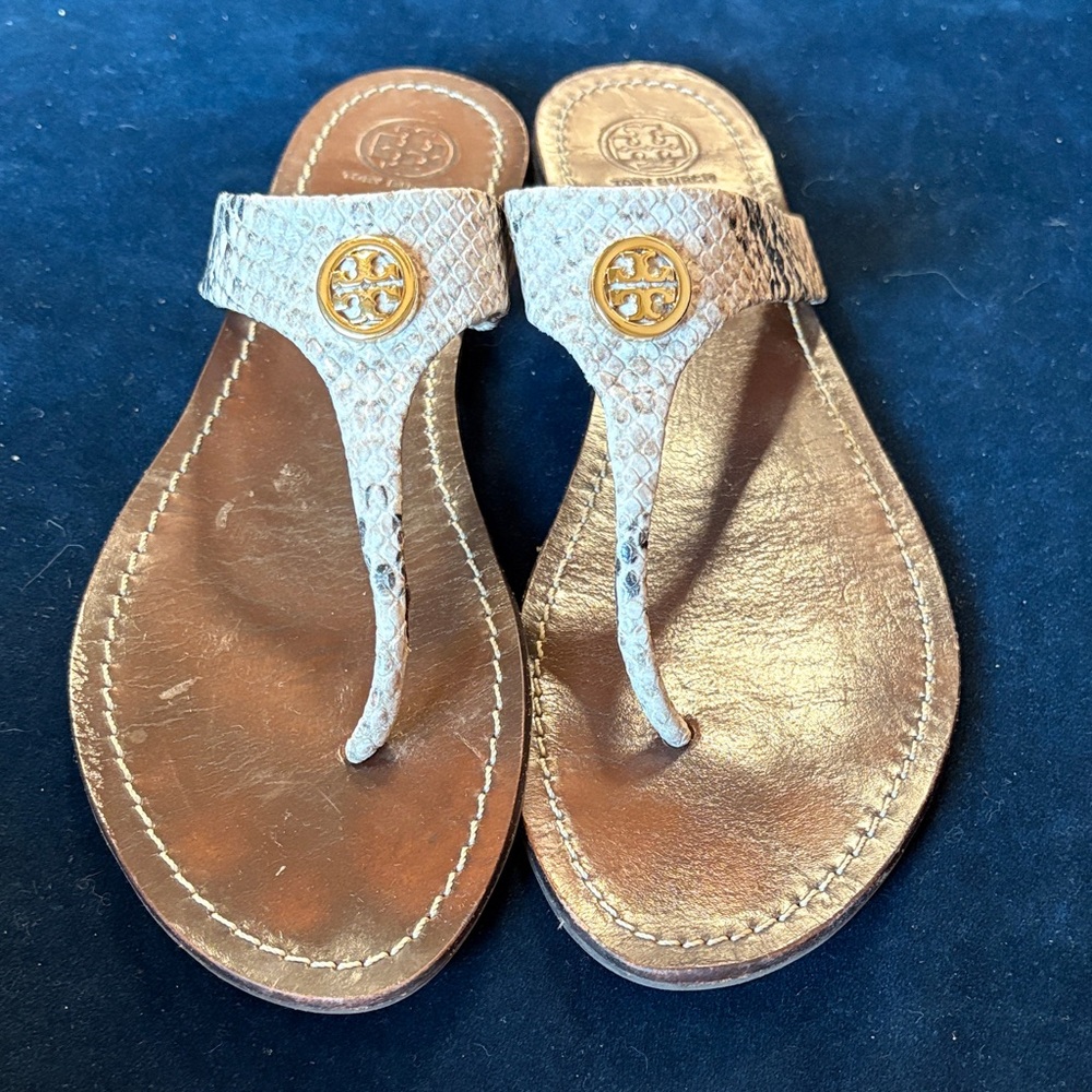 Tory Burch Tan Snakeskin Sandals